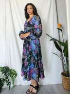 Lange boho vintage bloemenjurk | M
