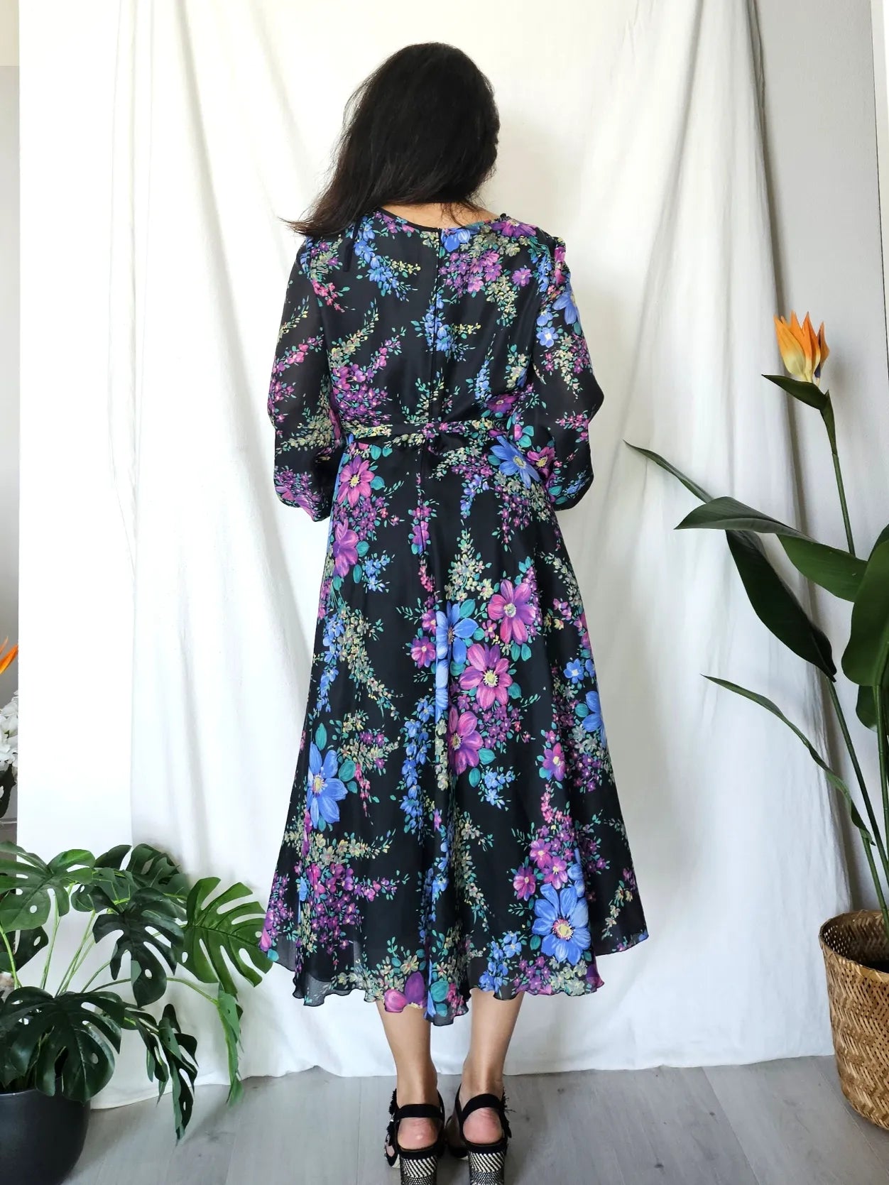 Lange boho vintage bloemenjurk | M