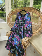 Lange boho vintage bloemenjurk | M
