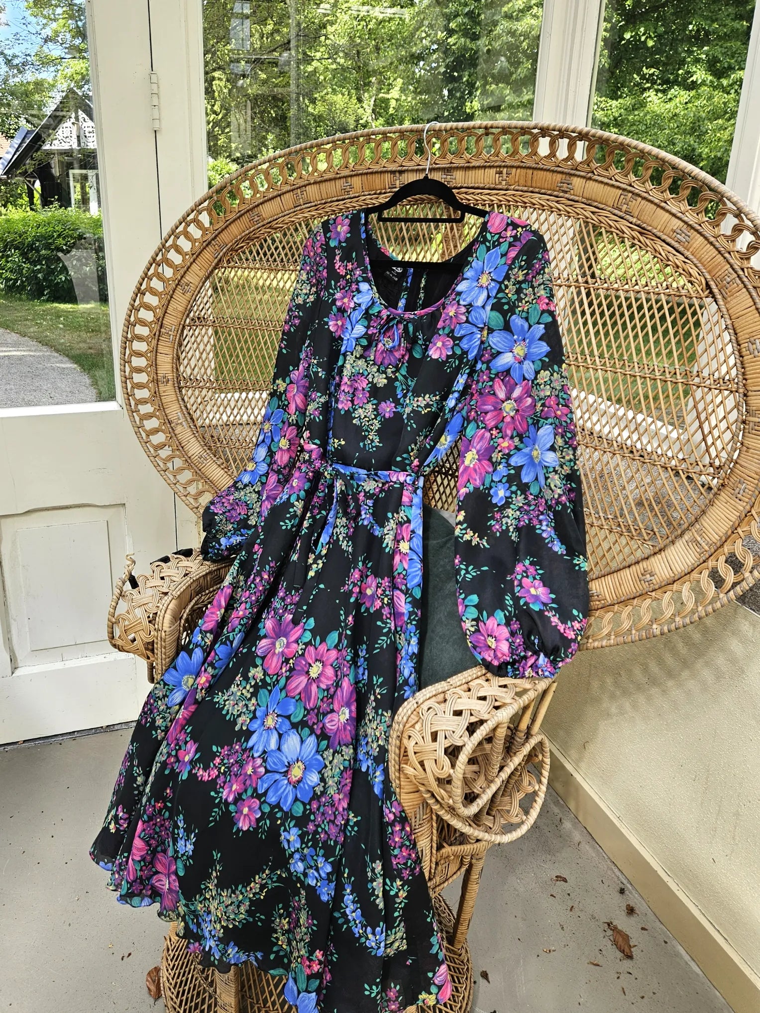 Lange boho vintage bloemenjurk | M