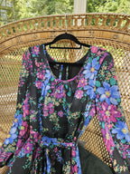 Lange boho vintage bloemenjurk | M