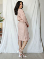Lichtroze viscose vintage jurk | L
