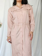 Lichtroze viscose vintage jurk | L