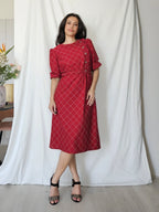 Rode geruite vintage jurk | M