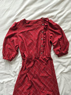 Rode geruite vintage jurk | M