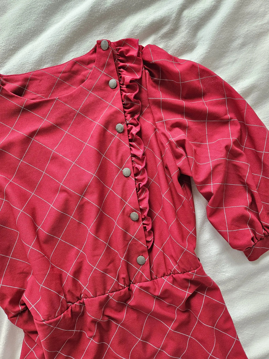 Rode geruite vintage jurk | M