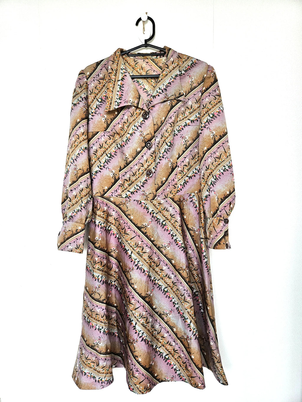 Vintage jurk met strepen en bloemen | M