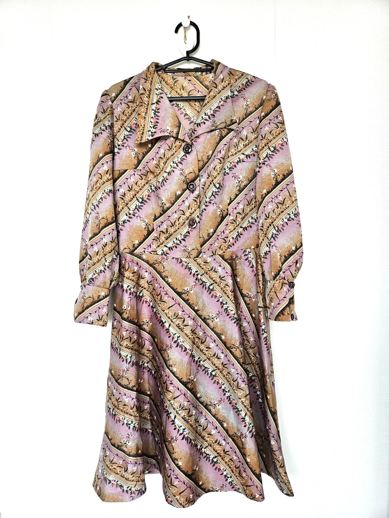 Vintage jurk met strepen en bloemen | M