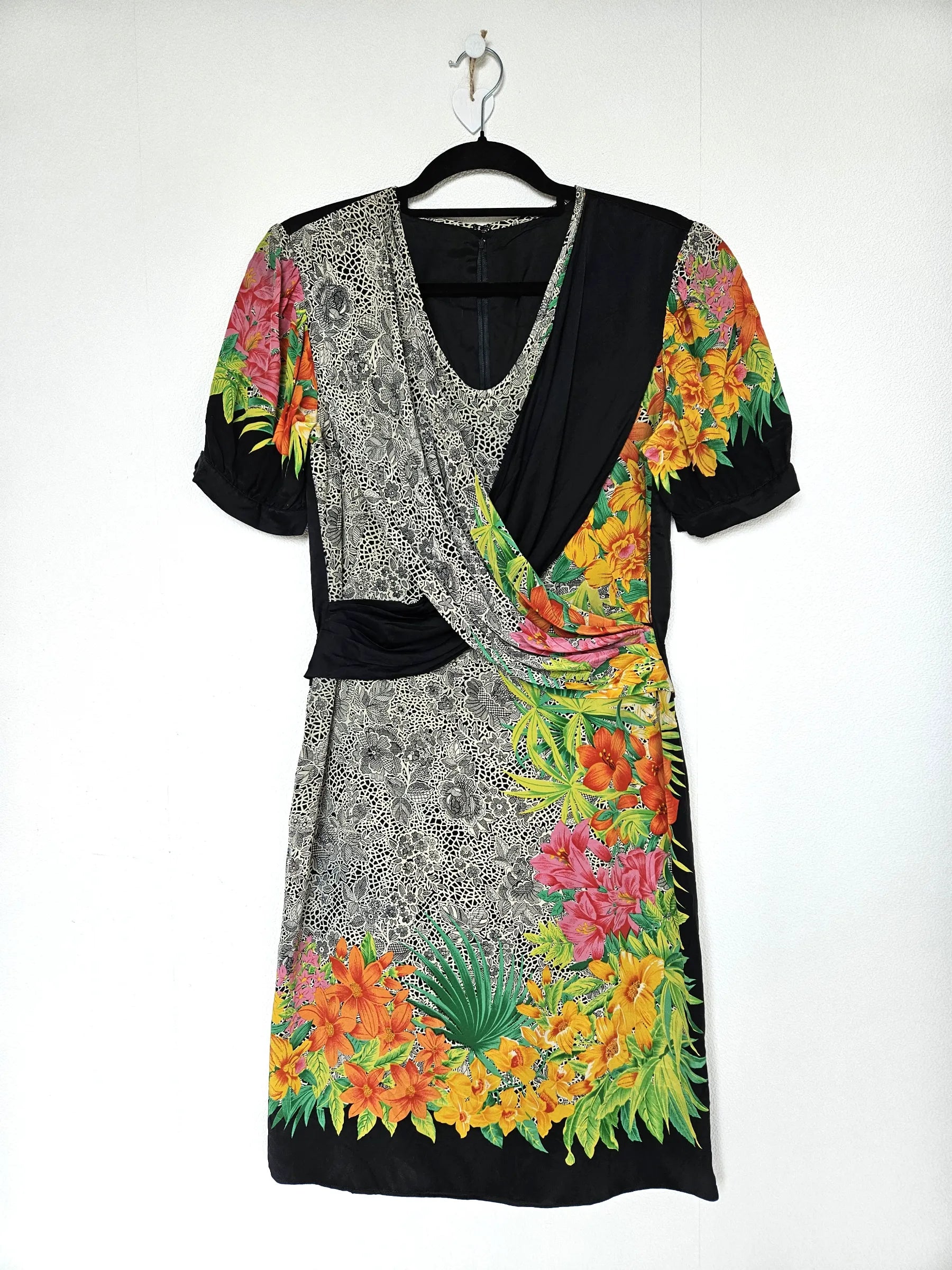 Tropische vintage overslag jurk | XS/S