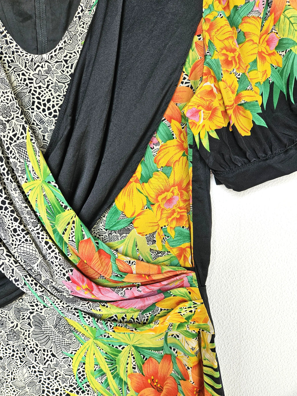 Tropische vintage overslag jurk | XS/S