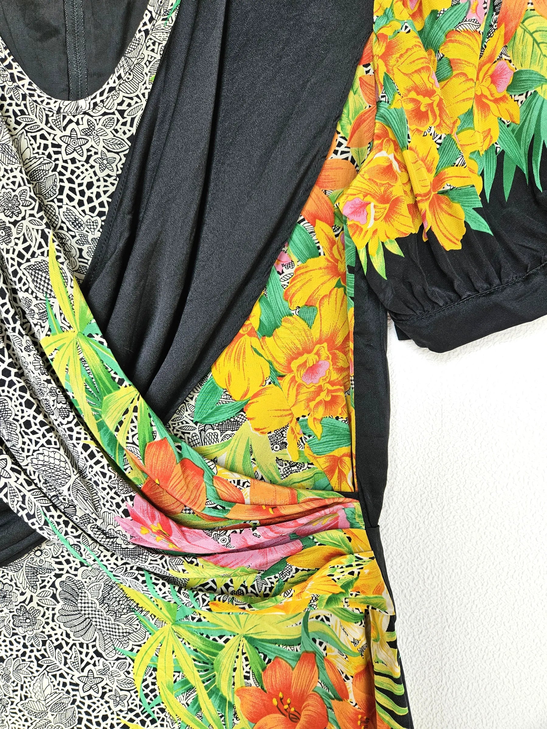 Tropische vintage overslag jurk | XS/S