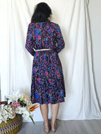Vintage jurk van viscose met paisley en bloemen | S/M