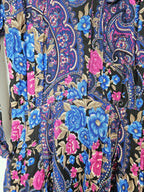 Vintage jurk van viscose met paisley en bloemen | S/M