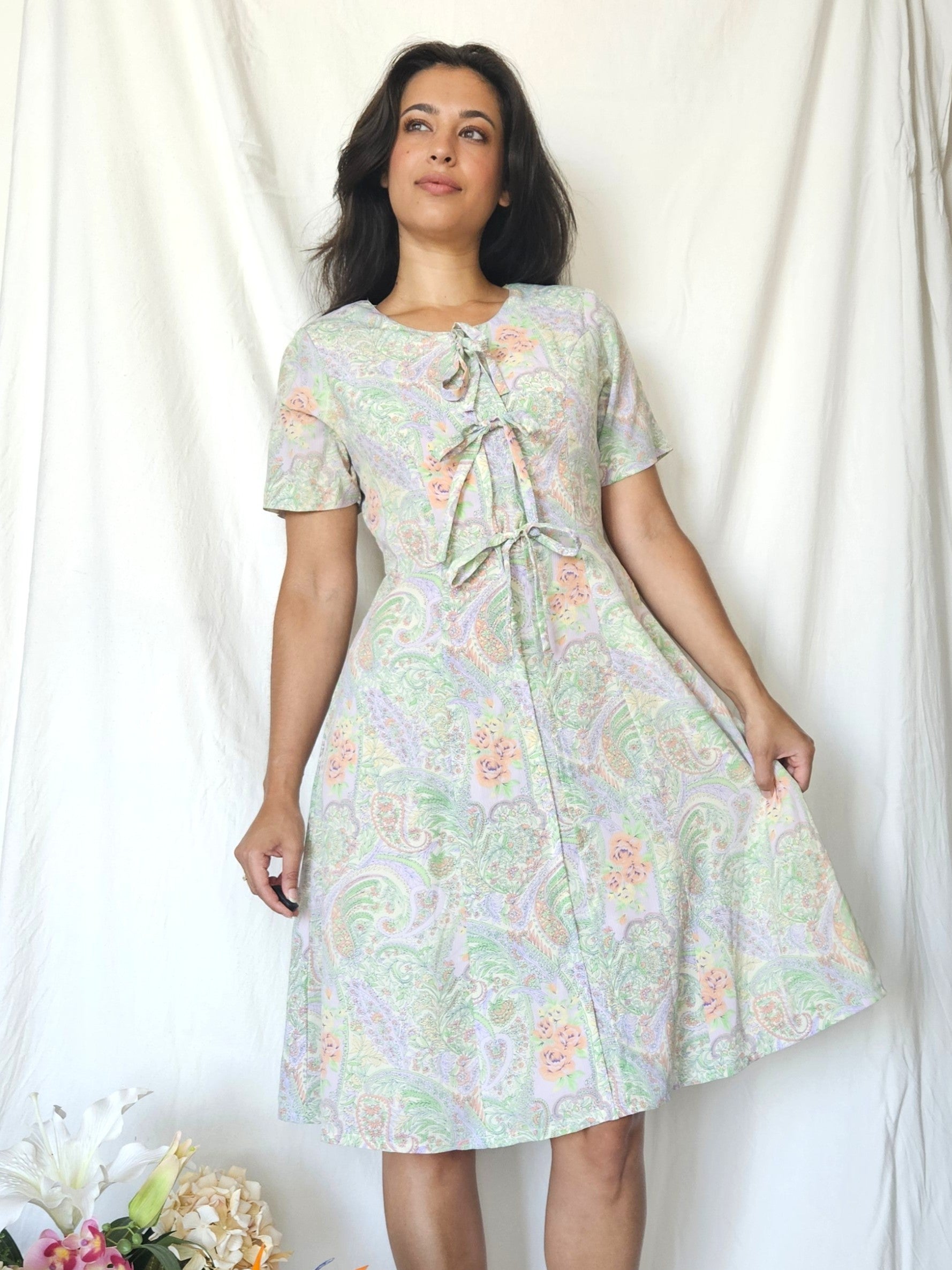 Zomerse vintage jurk met strikjes | S