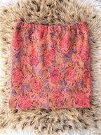 gebreide rok met roze bloemenprint