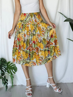 Vintage plooirok met bonte bloemenprint | M