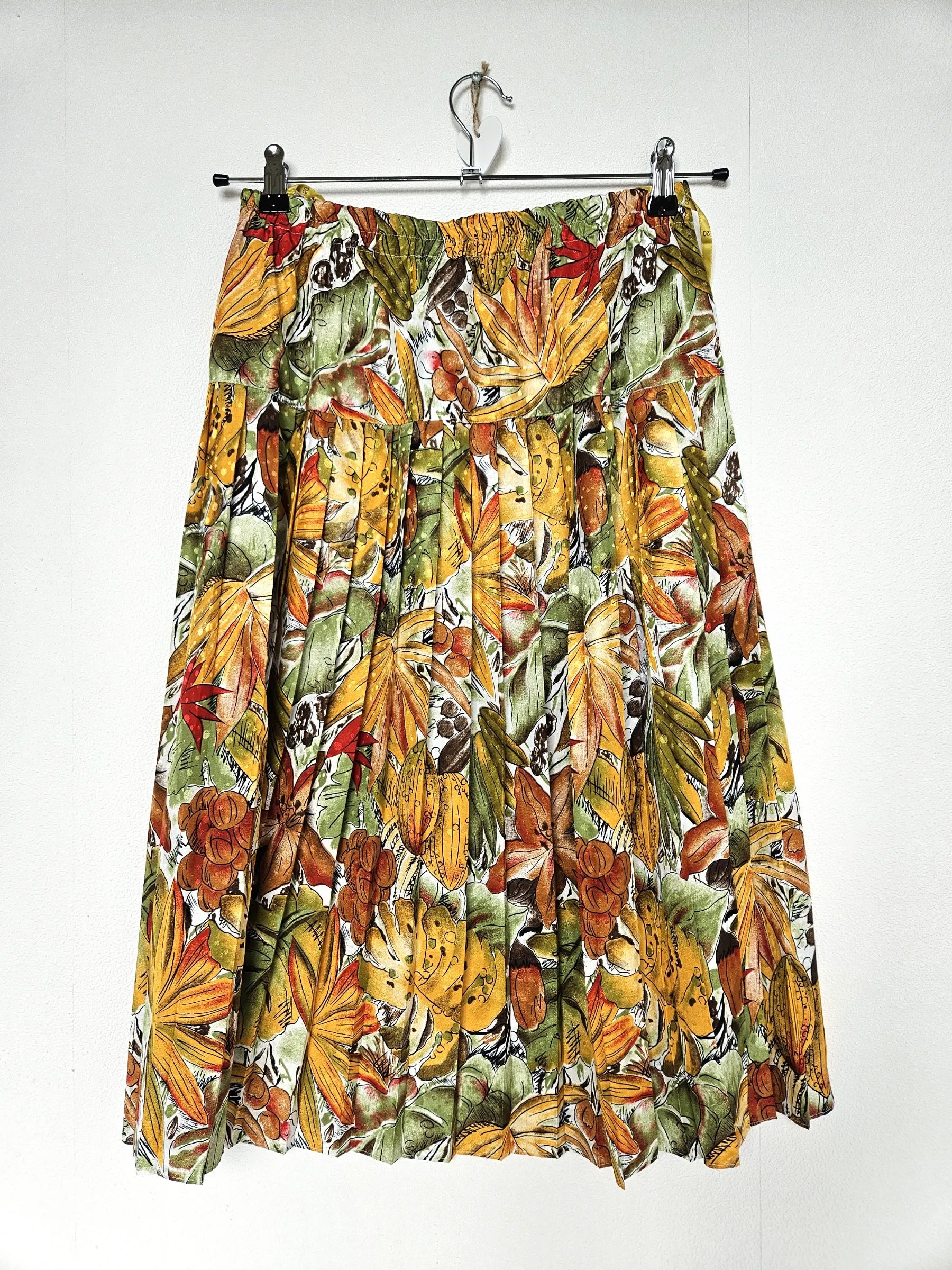 Vintage plooirok met bonte bloemenprint | M