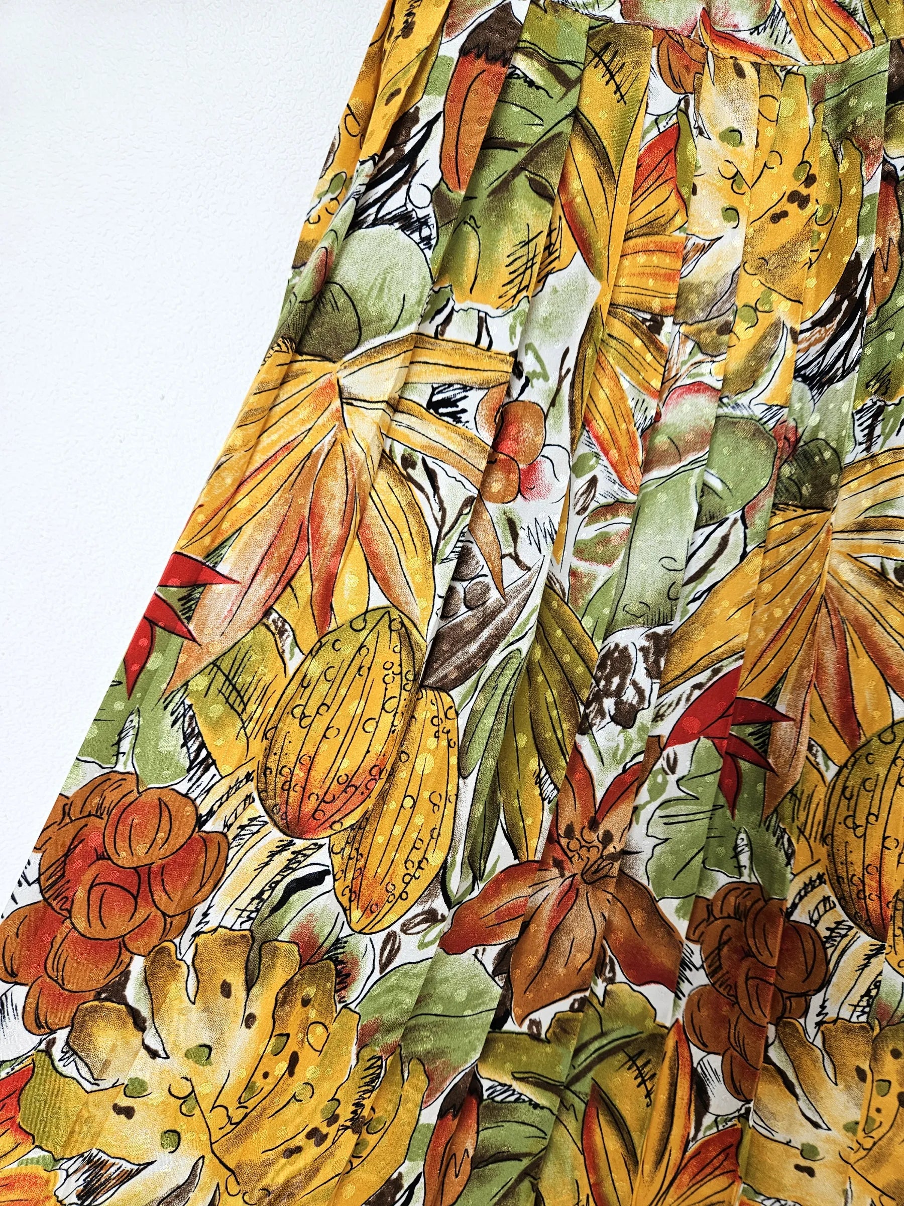 Vintage plooirok met bonte bloemenprint | M