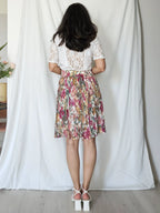 Vintage plooirok met bloemenprint  | L