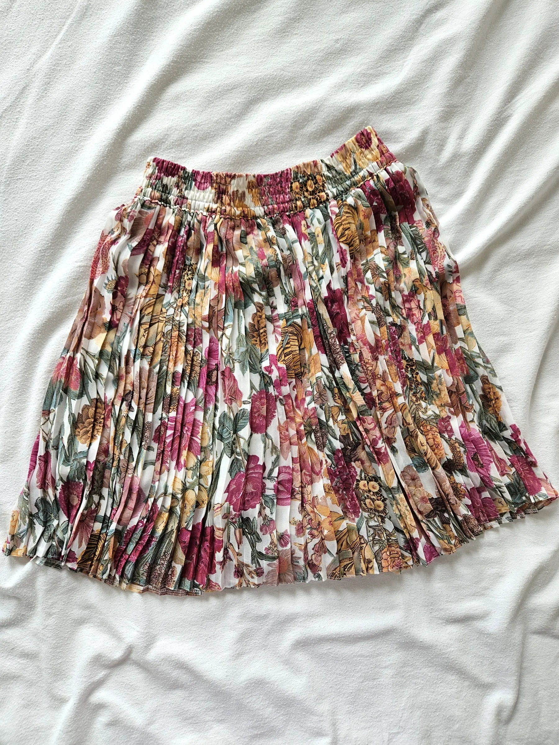 Vintage plooirok met bloemenprint  | L