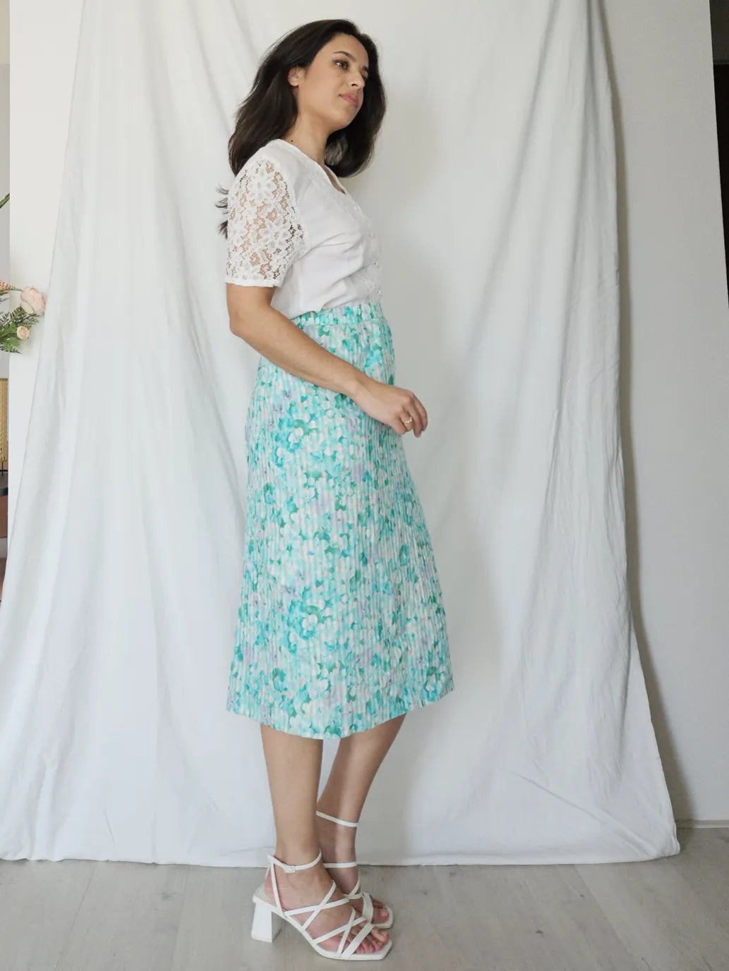 Vintage katoenen midi rok  | XL