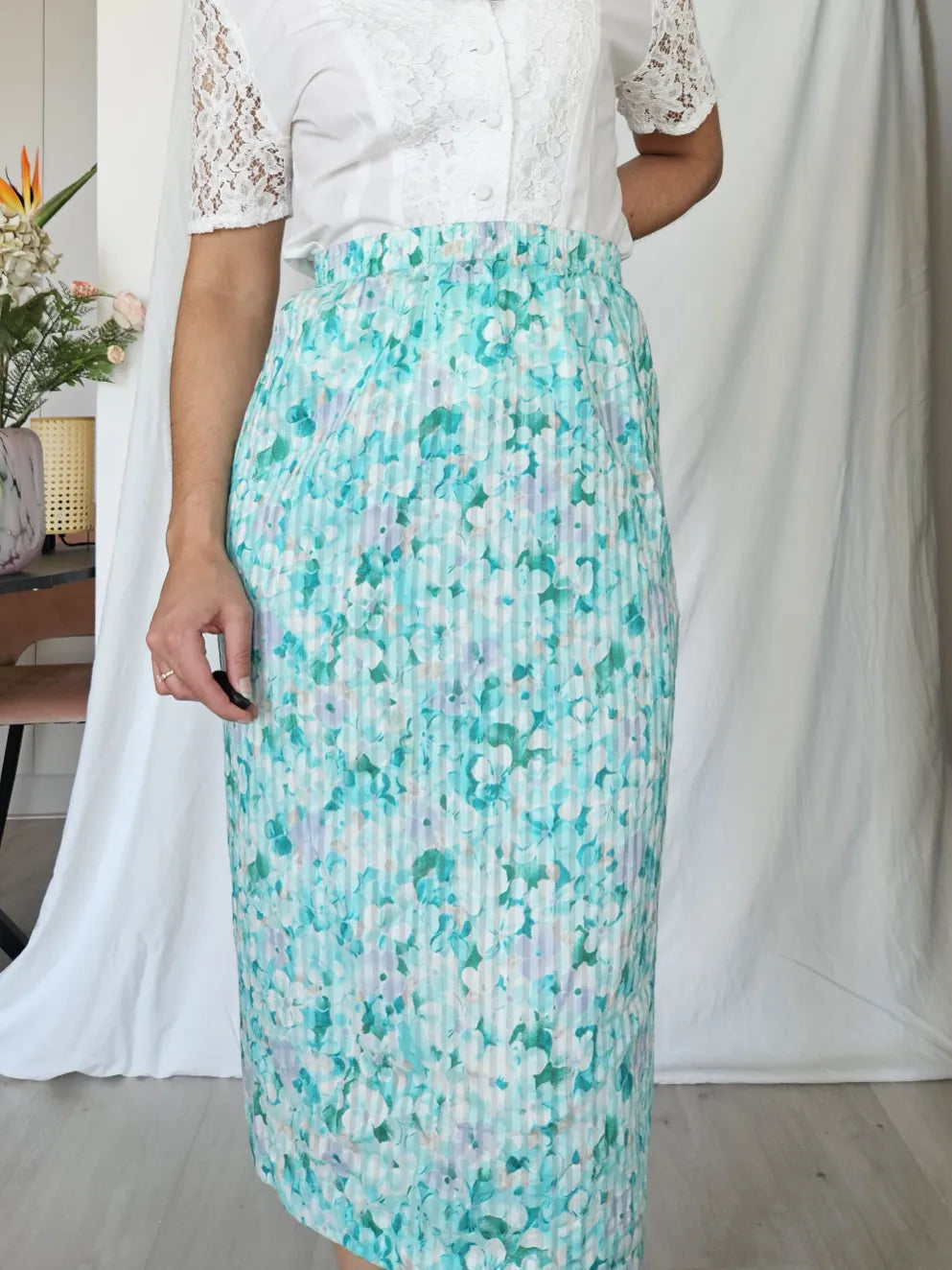 Vintage katoenen midi rok  | XL
