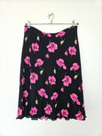 Viscose vintage rok met paarse bloemen | XXL