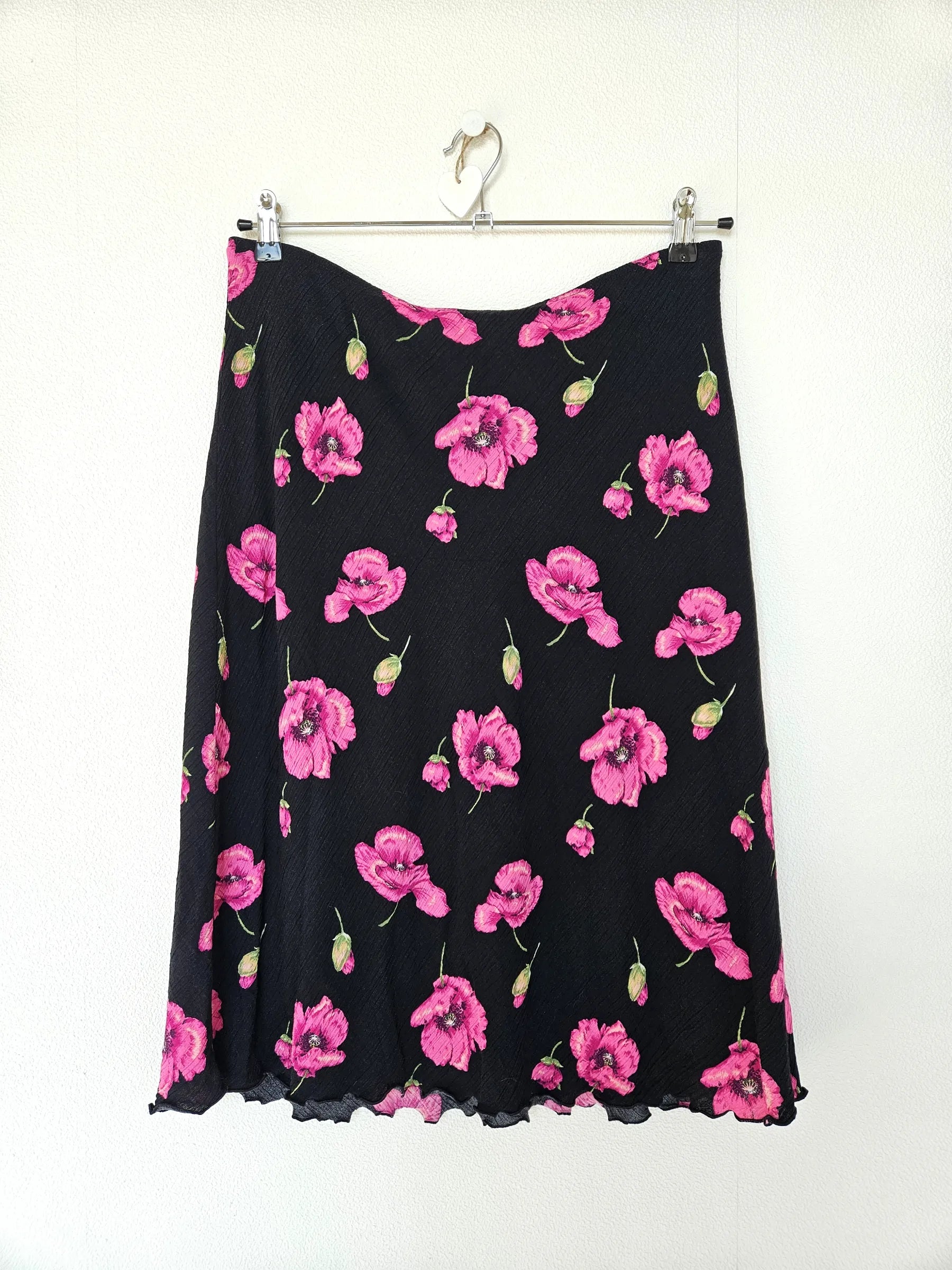 Viscose vintage rok met paarse bloemen | XXL