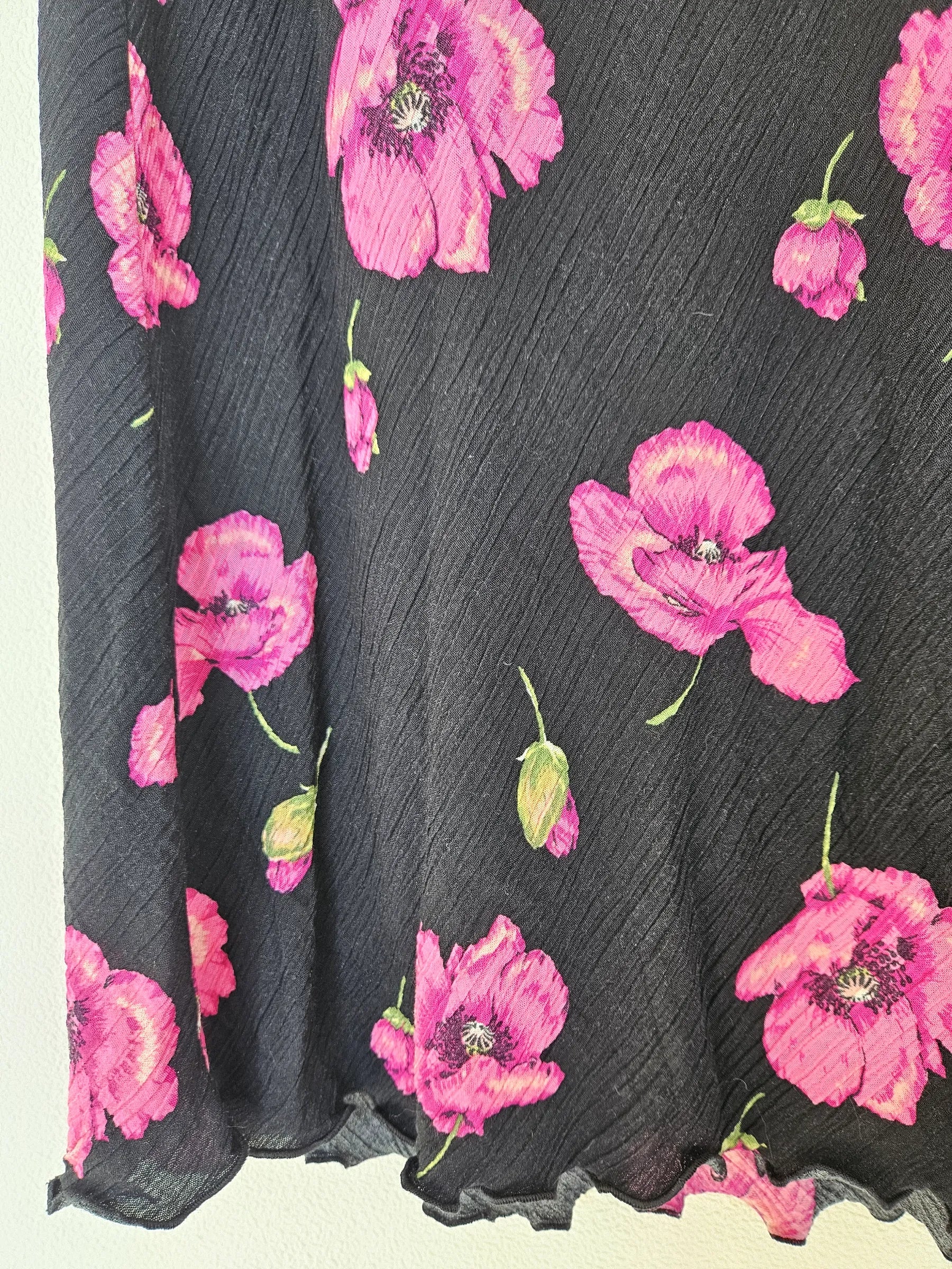 Viscose vintage rok met paarse bloemen | XXL