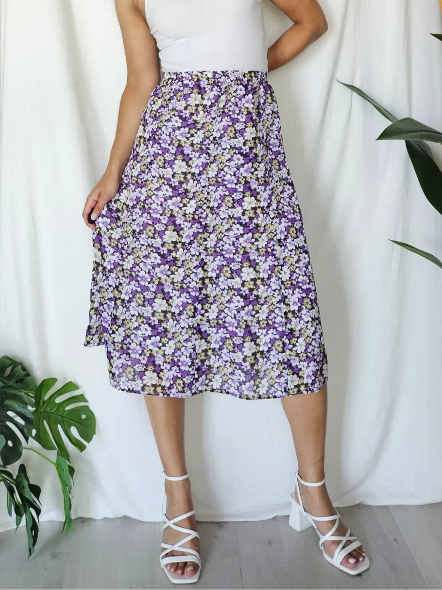 Vintage rok bezaaid met bloemen | XXL