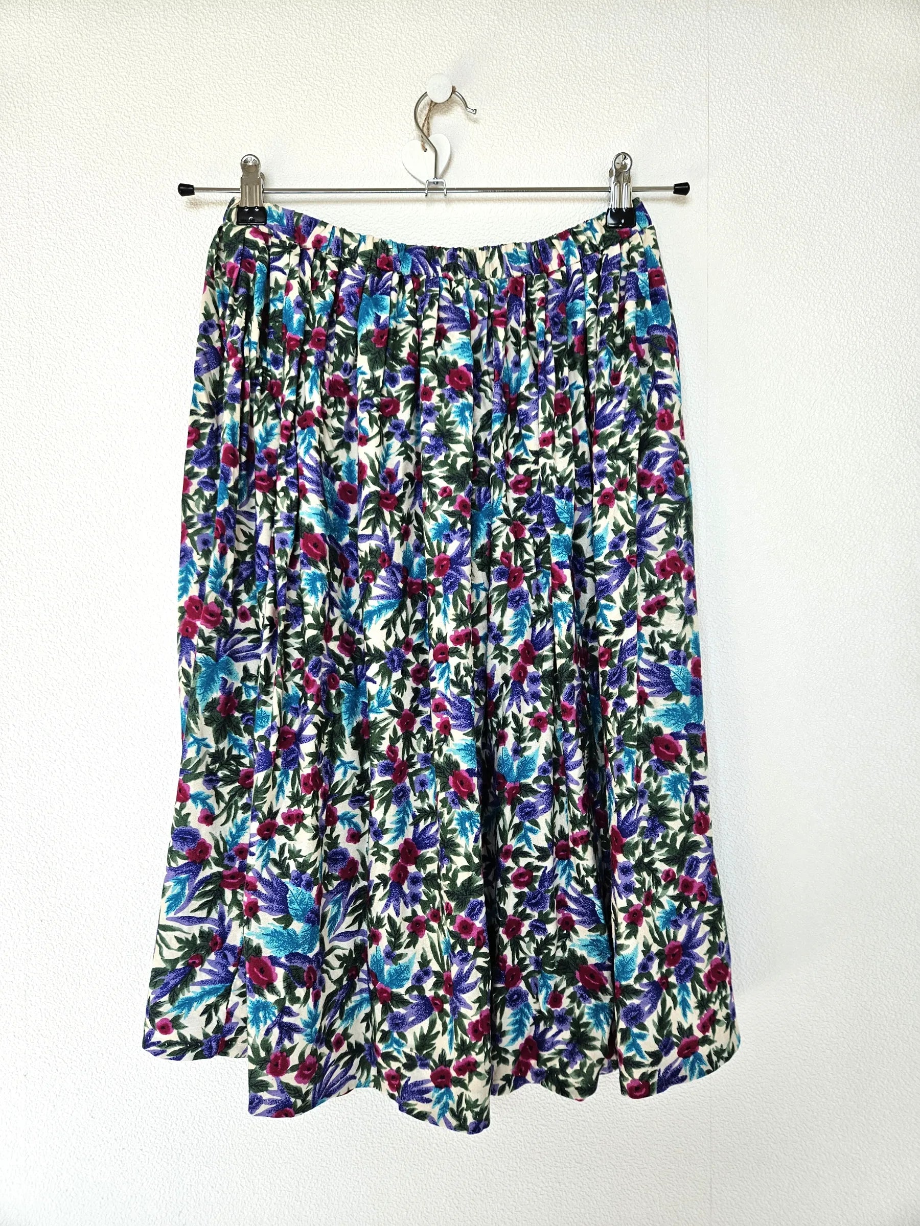 Zachte viscose rok met bloemen bladeren | S/M