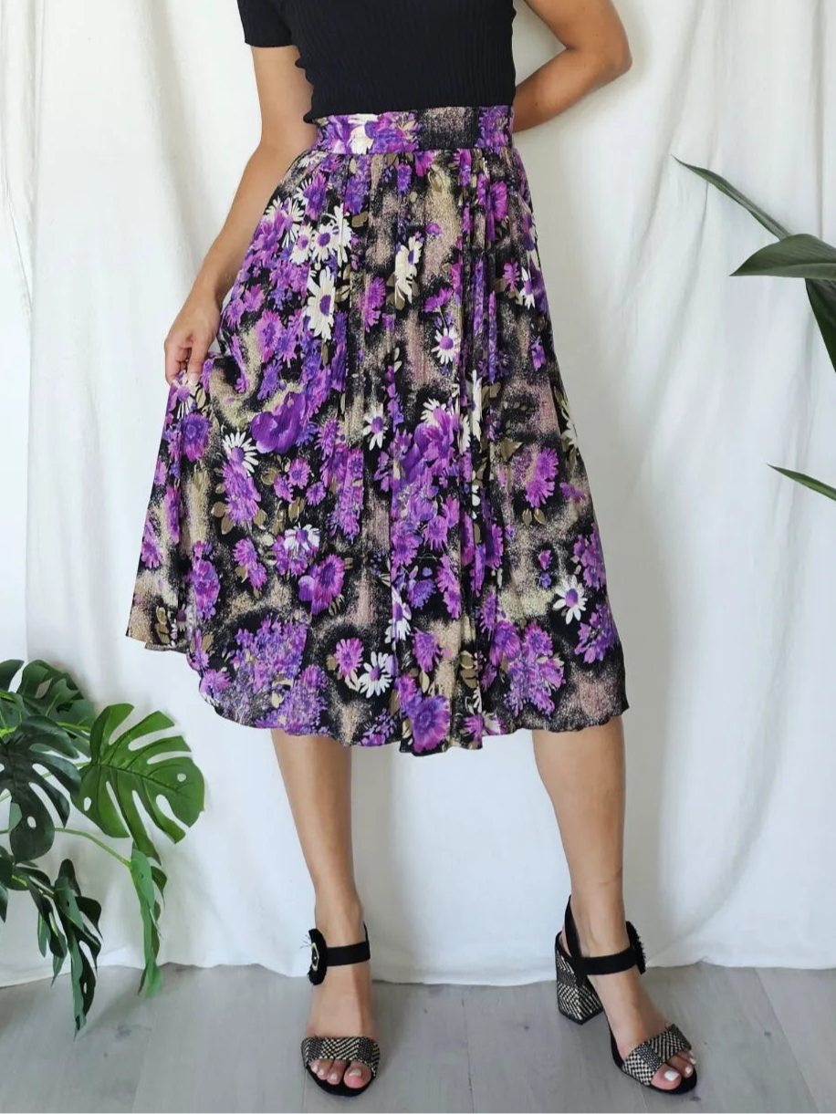 Viscose vintage rok met rijke print | XL