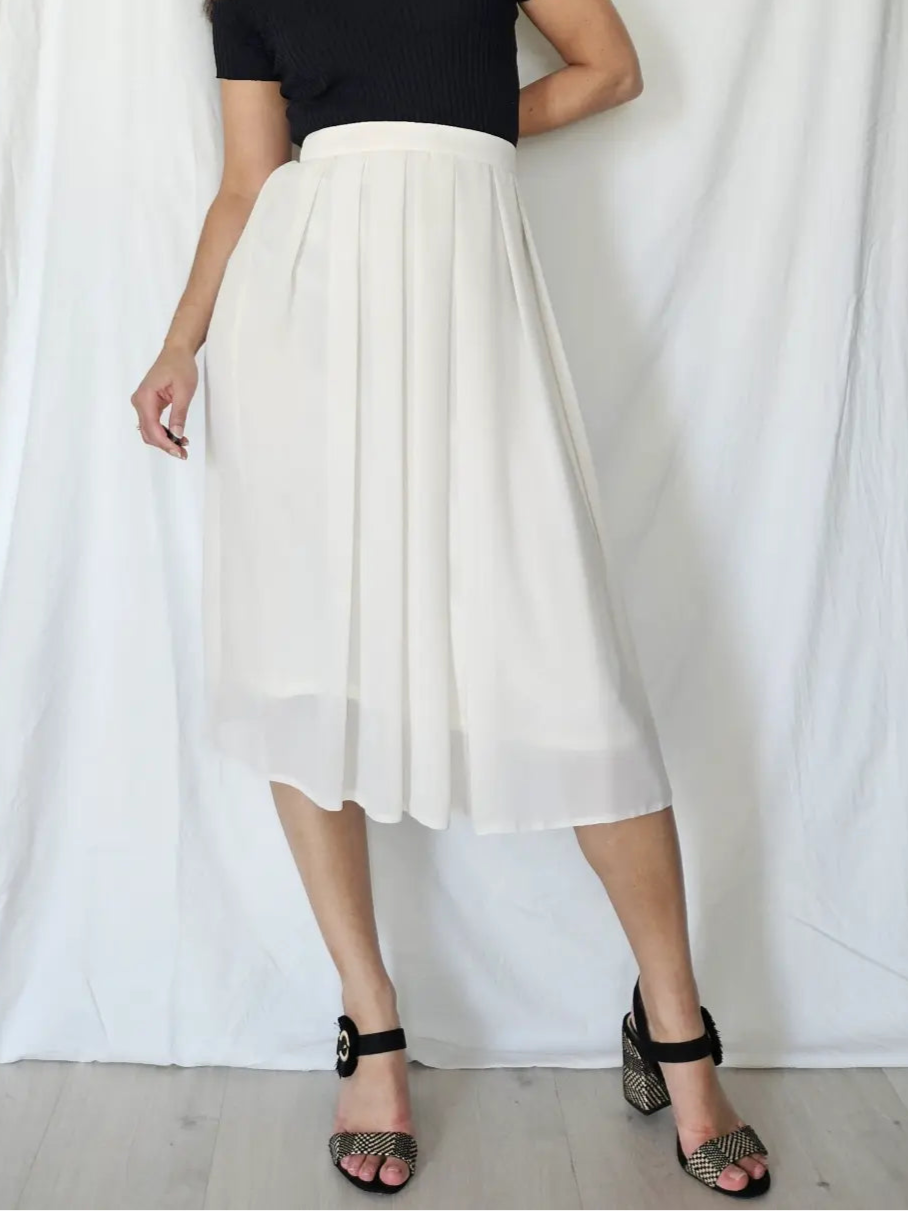 Chique witte vintage plooirok | XL
