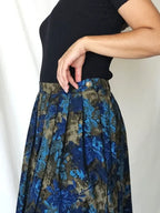 Wollen vintage rok met blauwe bloemen | M/L