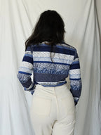 70s katoenen jersey top blauwe strepen | L