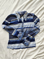 70s katoenen jersey top blauwe strepen | L