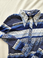 70s katoenen jersey top blauwe strepen | L