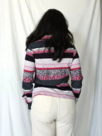 70s katoenen jersey top roze strepen | M