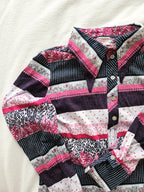 70s katoenen jersey top roze strepen | M