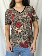 Vintage shirt met rozen | L