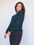 donkergroene wollen vintage trui