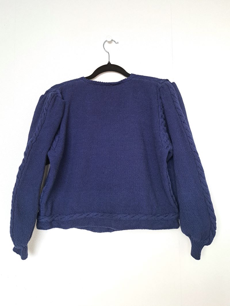 donkerblauw gebreid vest