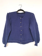 donkerblauw gebreid vest