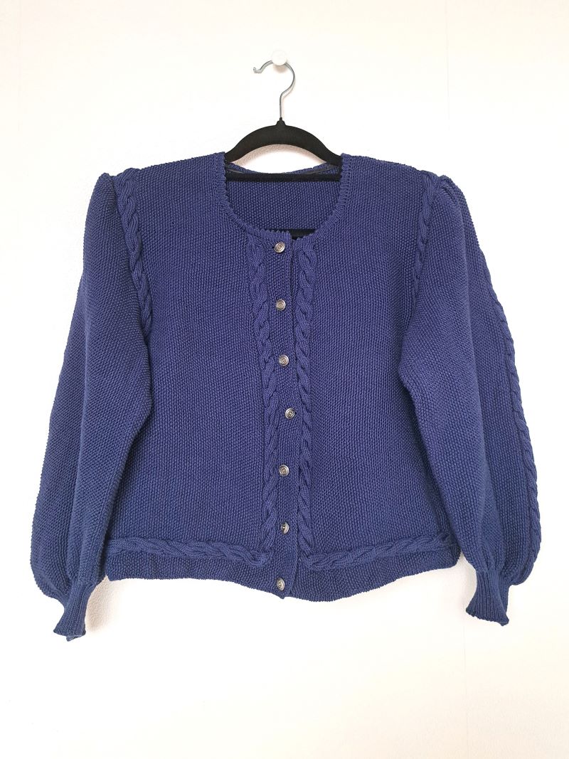 donkerblauw gebreid vest