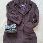 Donkerpaarse vintage mantel van wol en kasjmier | M
