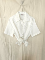 Witte vintage blouse met kant | L