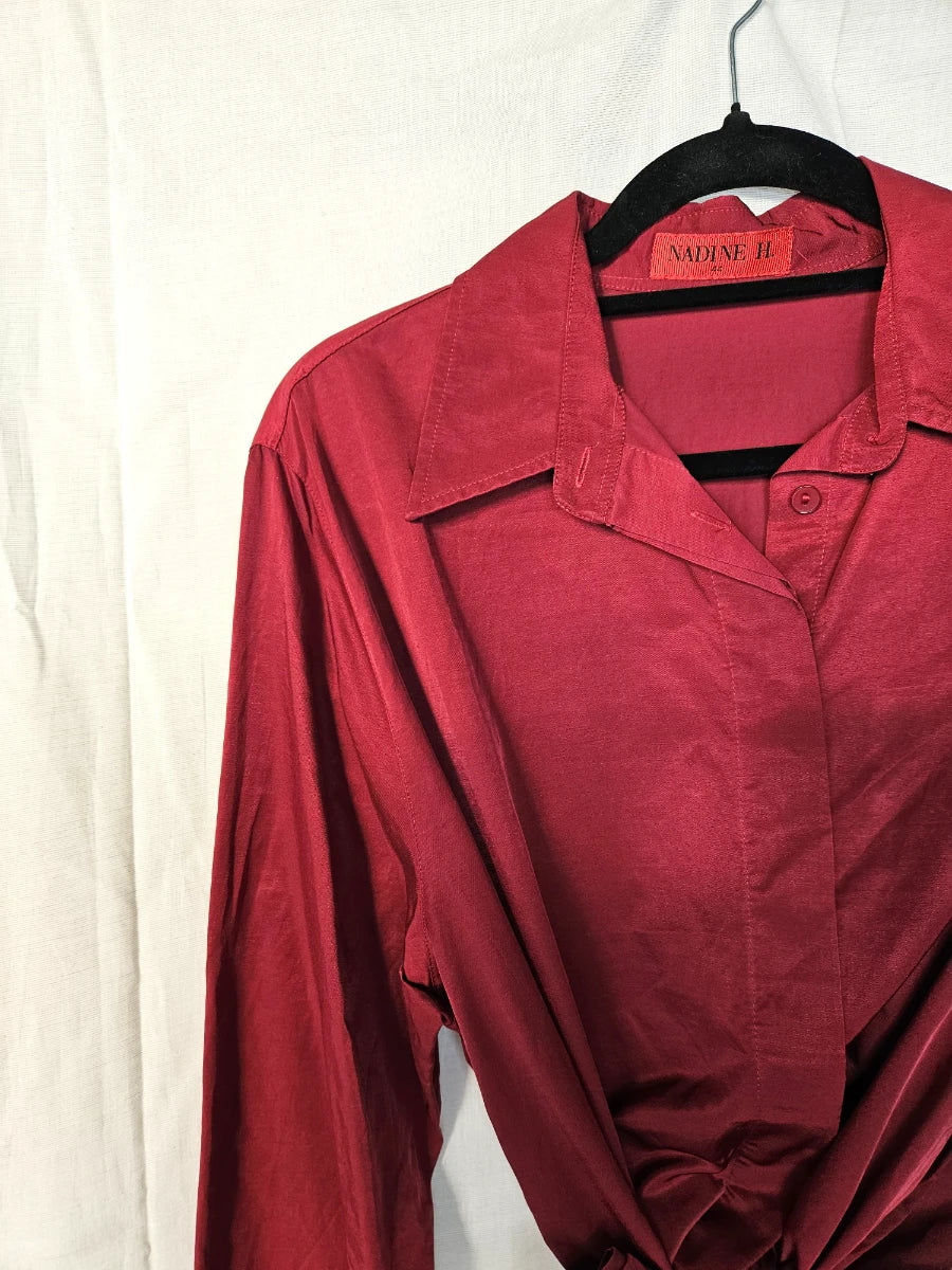 Zachte rode vintage blouse van katoen | XXL