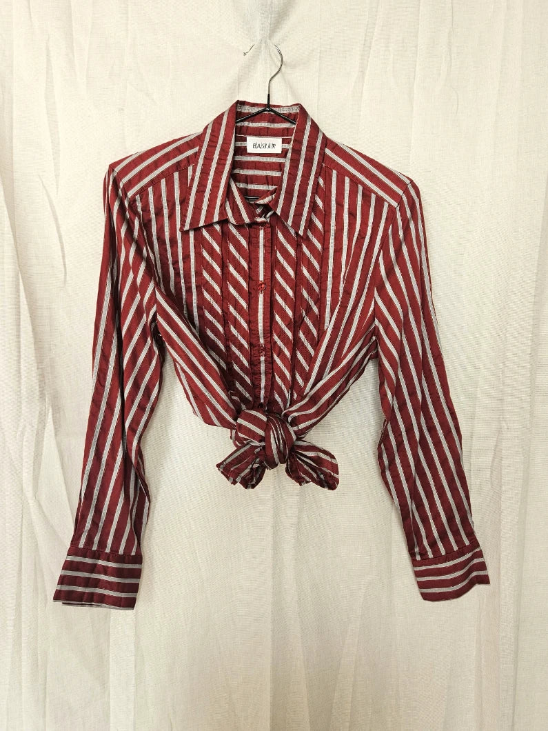 Gestreepte vintage blouse van katoen | S
