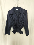 Donkerblauwe vintage blouse van katoen | 4XL