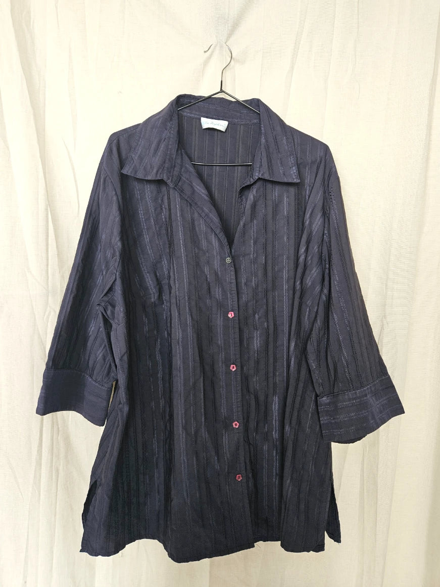 Donkerblauwe vintage blouse van katoen | 4XL
